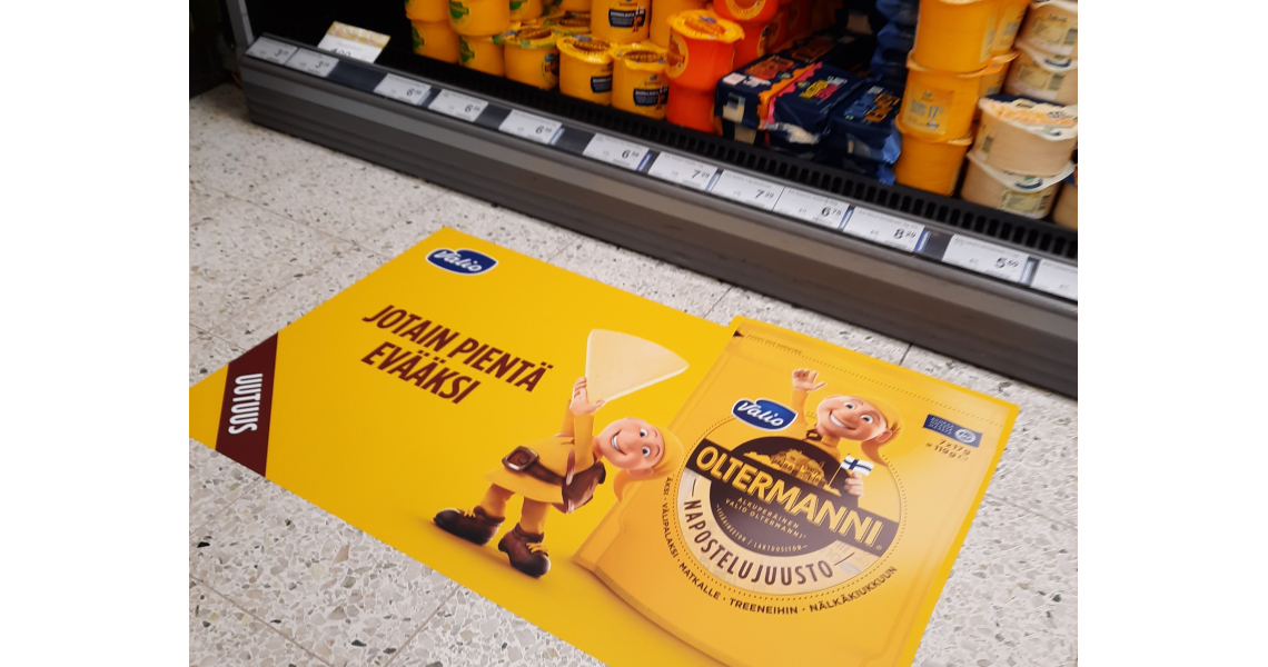 Oltermanni myymälämainonta tarra lattia mainonta mainostaminen myymälässä